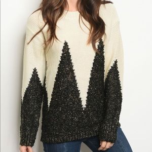 Black & Cream Knit Sweater [Boutique]